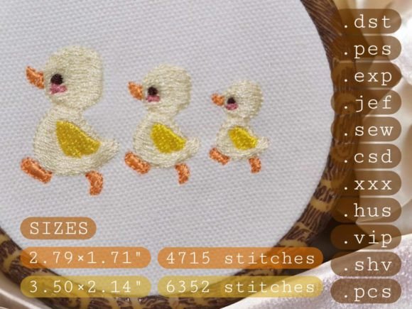 3 Chicks Machine Embroidery Design File