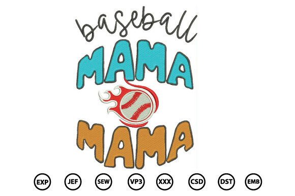 Baseball Mama Embroidery Design
