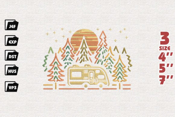 Camping Embroidery Design