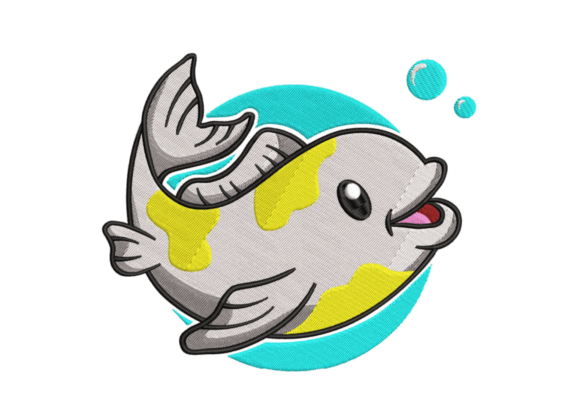 Circle of Water Fish Embroidery Design