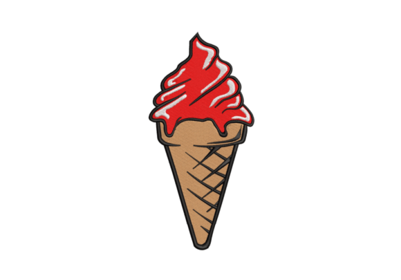Coned Soft Ice Cream Embroidery Design