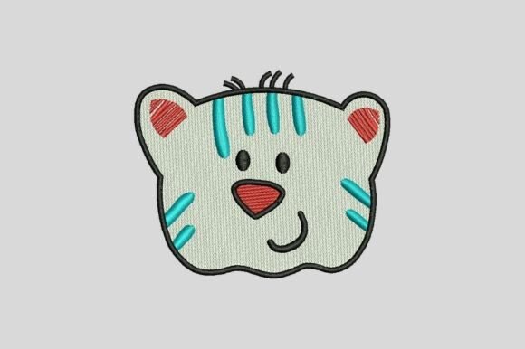 Cute Cat Face Embroidery Design