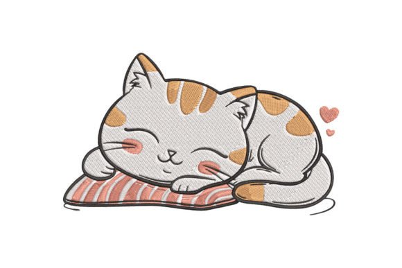 Cute Cat Sleeping Embroidery