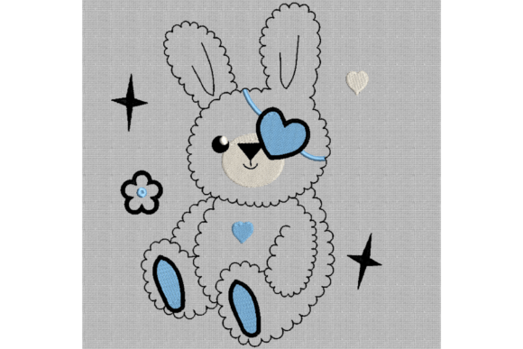 Cute Outline Bunny Embroidery