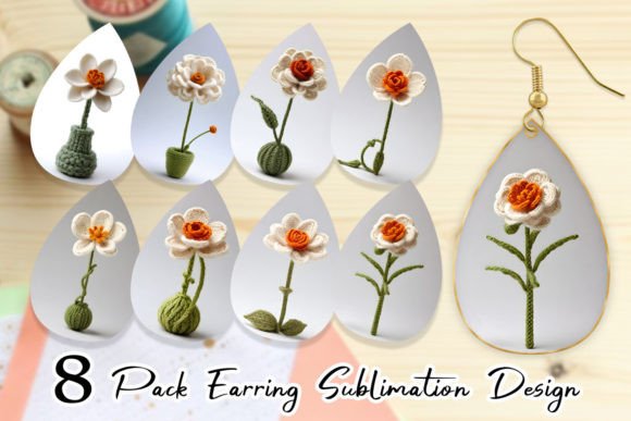 Earring Flower Embroidery