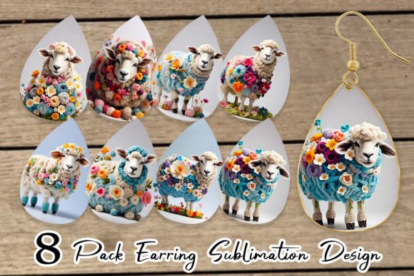 Earring Sheep Easter Embroidery