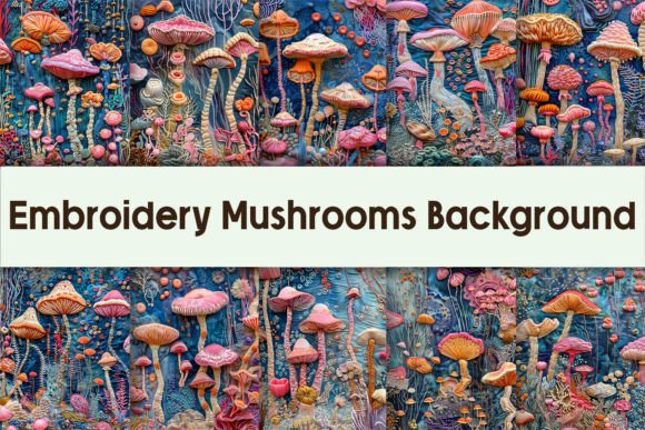 Embroidery Mushrooms Background
