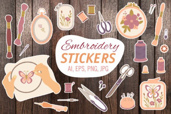 Embroidery Set Printable Stickers