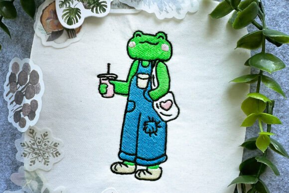 Frog with Shopper Machine Embroidery