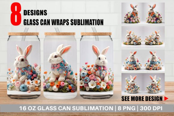 Glass Can Bunny Easter Embroidery