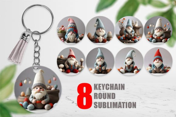 Keychain Easter Gnome Embroidery
