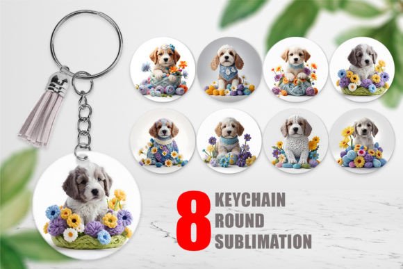 Keychain Puppy Easter Embroidery