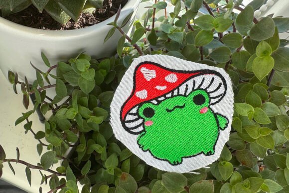 Mushroom Frog Machine Embroidery