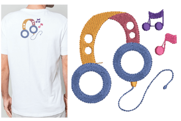 Musical Headphone Embroidery Designs