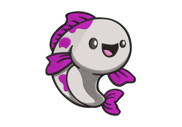 Smiling Koi Fish Embroidery Design