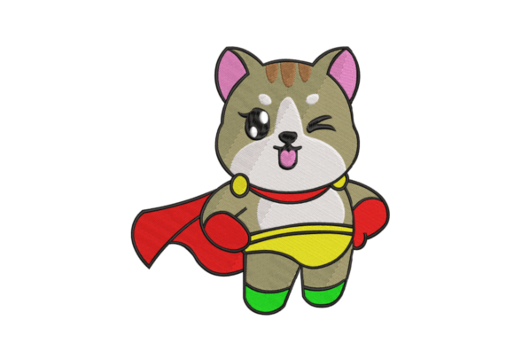 Super Cat Embroidery Digitizing Design