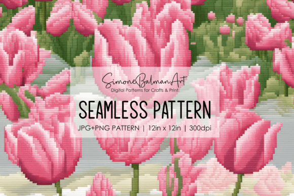 Tulips Embroidery Seamless Pattern