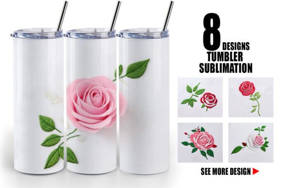 Tumbler Rose Embroidery